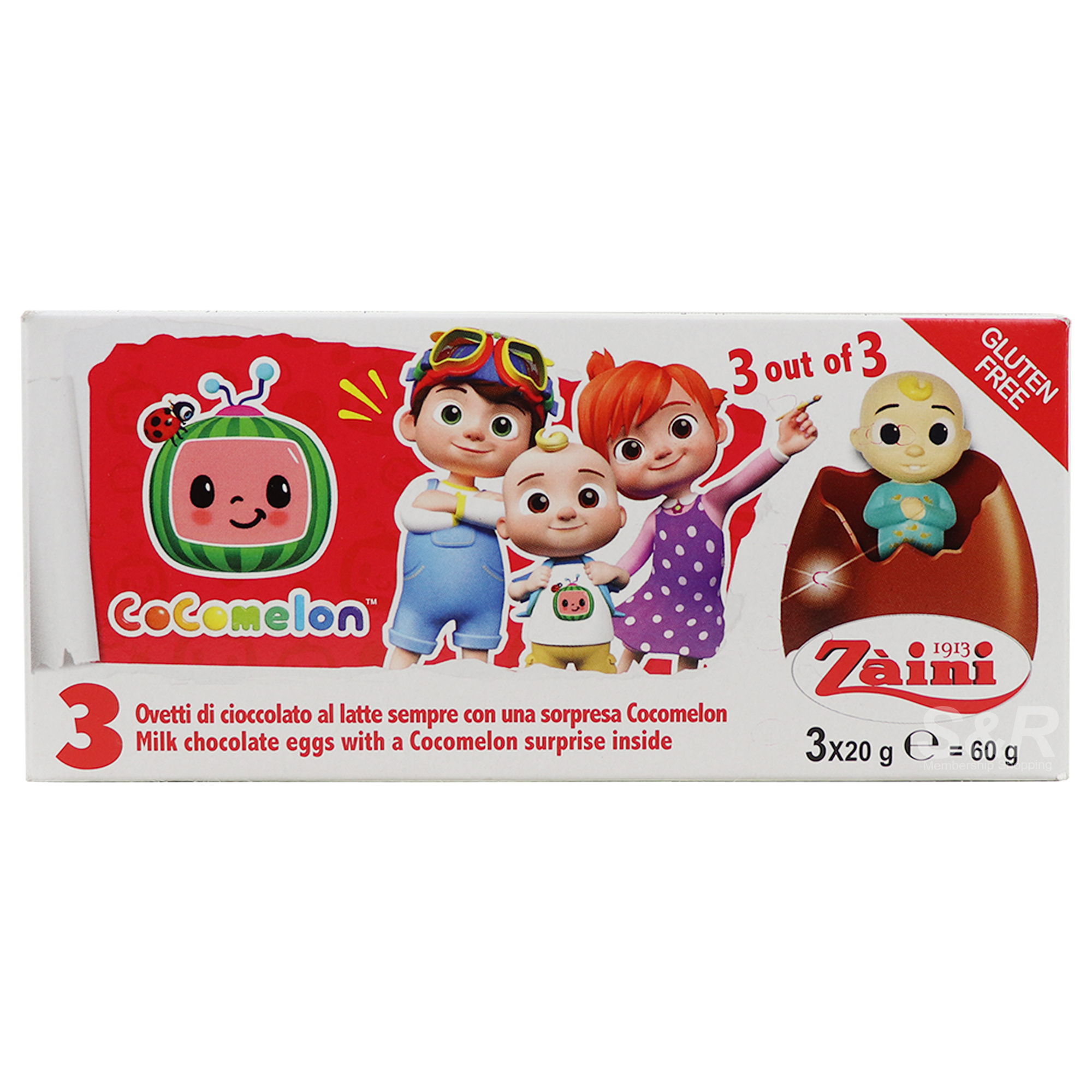 Zaini Cocomelon Milk Chocolate Eggs 3x20g Zaini Cocomelon Milk Chocolate Eggs 3x20g